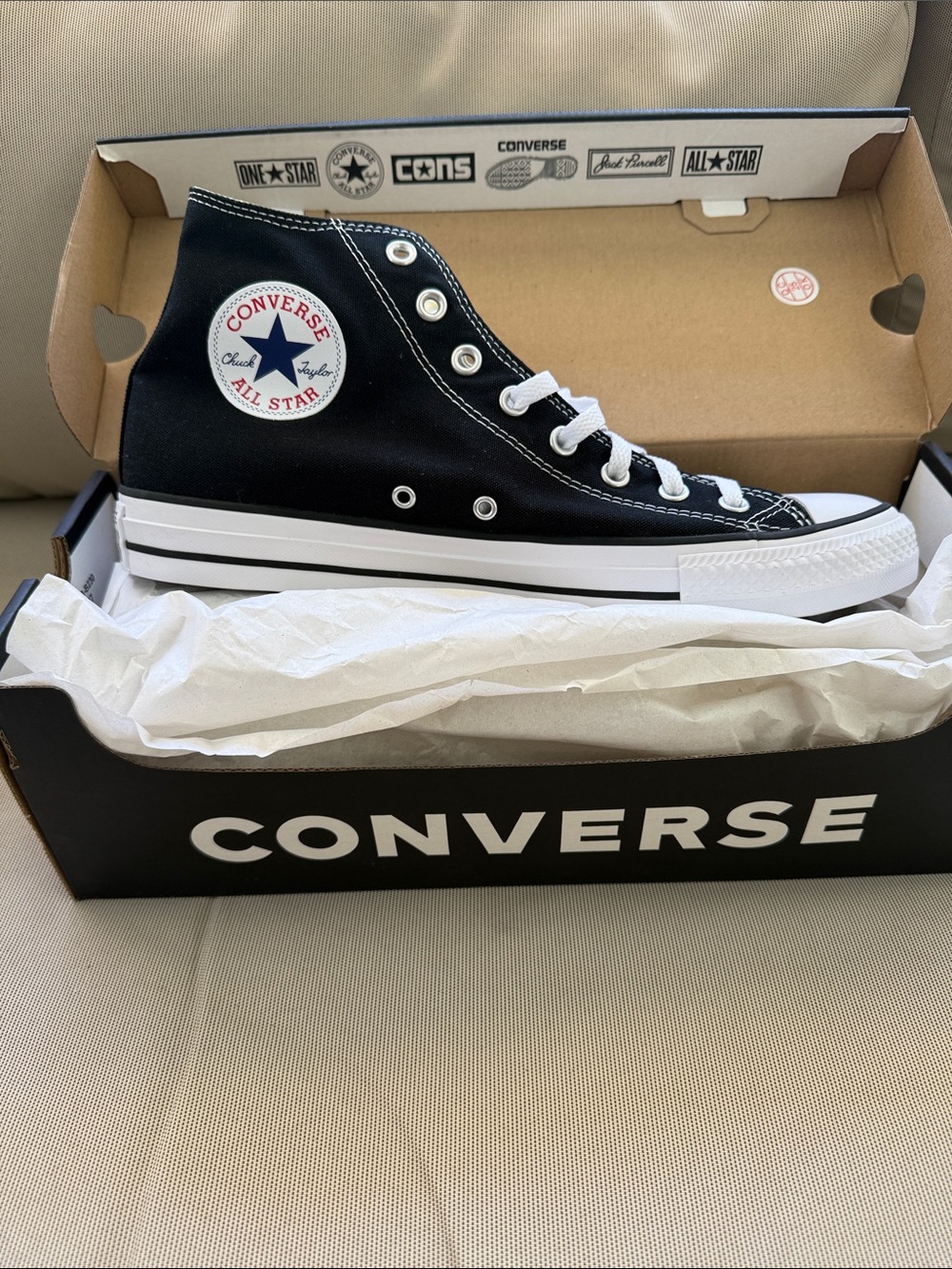 Never been worn Converse Black and White Chuck Taylor All Star High Tops - Picture 8 of 9